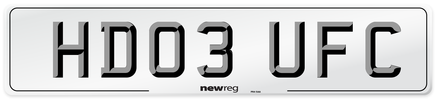 HD03 UFC Number Plate from New Reg